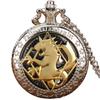 Fullmetal Alchemist Steampunk Anime Silber Halskette Uhr Retro Vintage Taschenuhr mit Quarzwerk für Cosplay Geschenke