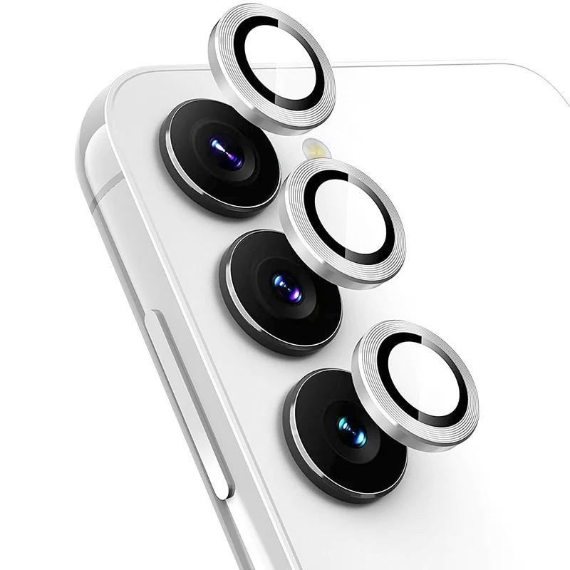 

Для Samsung Galaxy A16 4G/Galaxy A16 5G Защита объектива камеры WANLONFENG Металлическая CD-текстура Закаленное стекло Пленка для объектива Silver