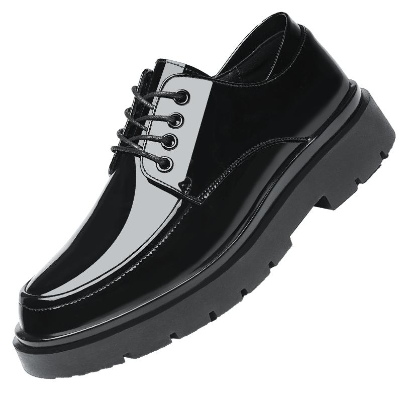 Lackierte Herrenlederschuhe Trendy minimalistischer Stil Outdoor-Straßenspaziergänge Freizeitparty Tägliches Büro Jugendschuhe mit dicken Sohlen
