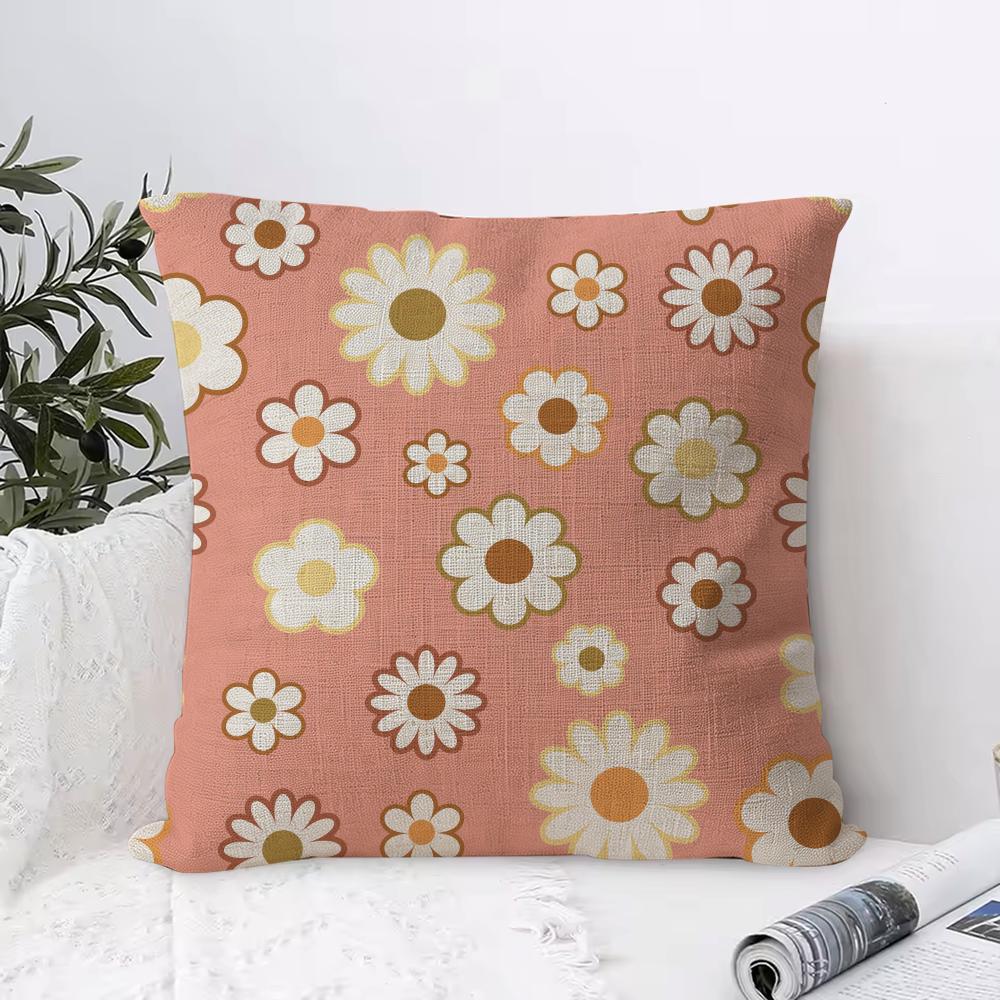 Spring and Summer Floral Cushion Cover Breathable Linen Pillow Cover SkinFriendly Home Decor Pillowcase with Hidden Zipper