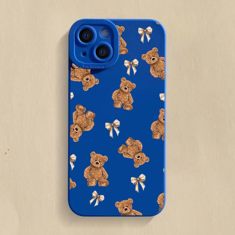 Cute Bow Bear Silicone Phone Case For Samsung Galaxy S26 S25 S24 S23 S22 S21 Ultra Plus FE A06 A26 A32 A33 A56 A34 A54 Cover