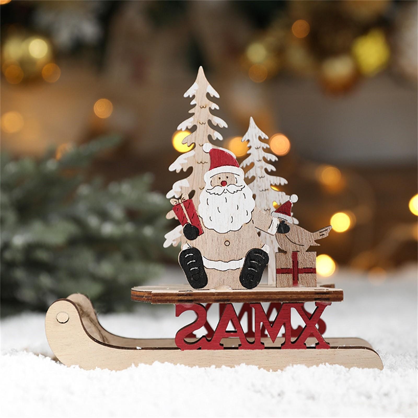 

Дерев яні різдвяні сани Різдвяні сани Різдвяні прикраси Симпатичні різдвяні сани з орнаментом для кухонної настільної полиці для подарунків до дня народження. One Size