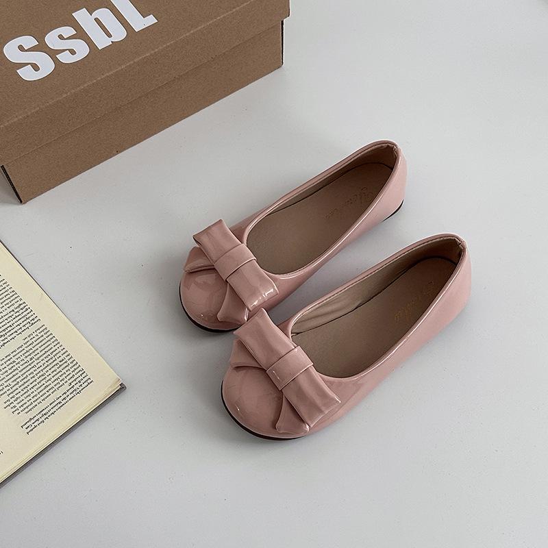 French classic gentle wind versatile round head single shoes women's 2025 summer new bow commuter single shoes ballet shoes