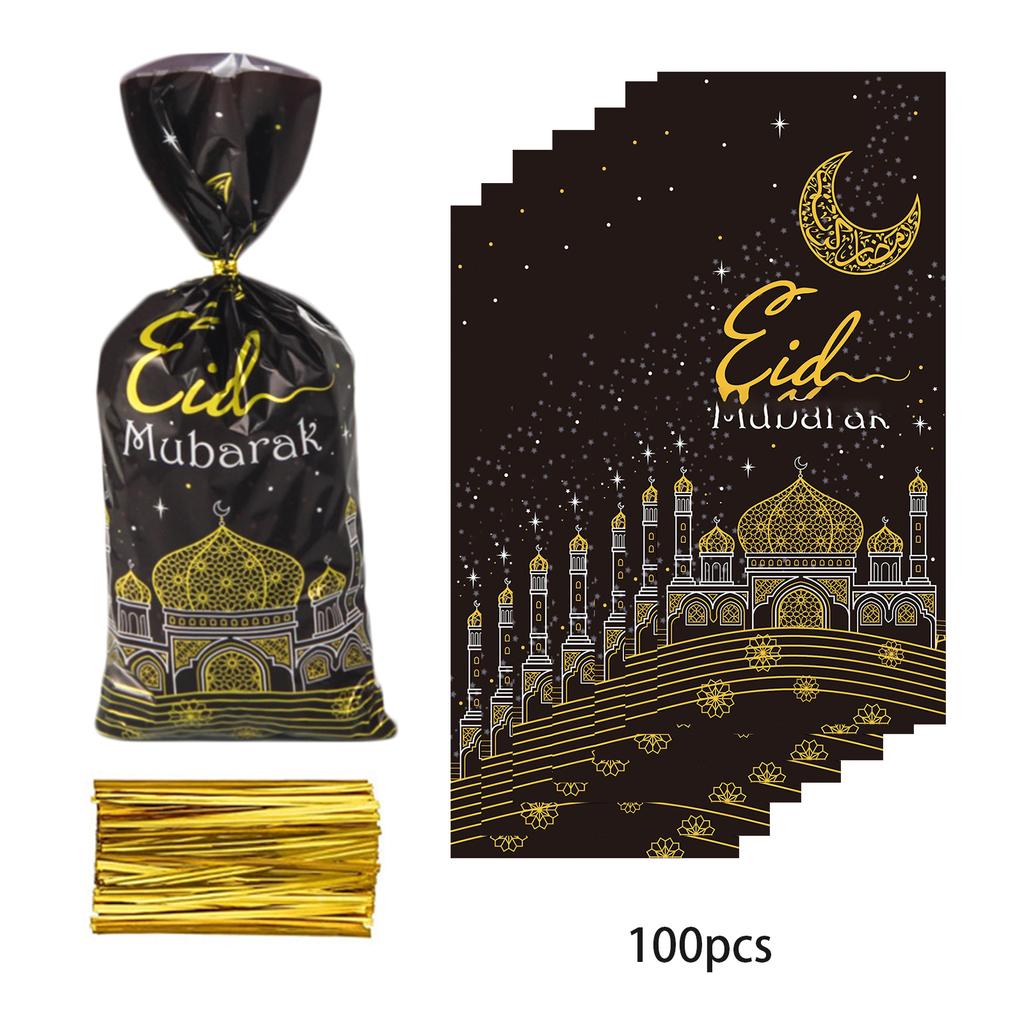 50/100 Stück Eid Mubarak Geschenktüten mit Kordel Feiertagsverpackungsbeutel für Kinder Mädchen Jungen Geburtstagsparty