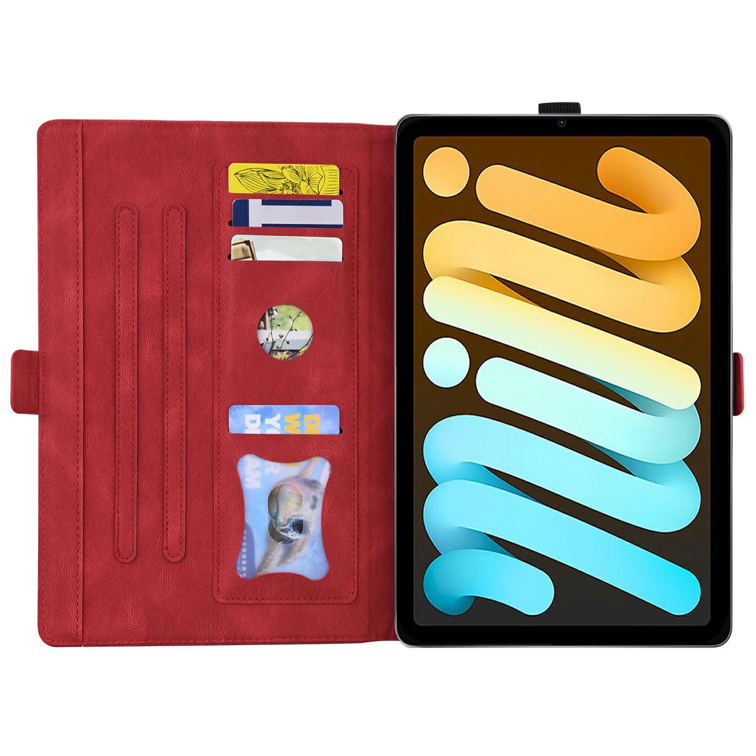 

For iPad mini (2024)/mini (2021) Leather Case Imprinted Butterfly Tablet Cover Stand Card Slot Blue