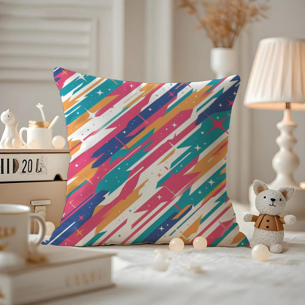 

Classic Striped Cushion Cover Anti-dustmite Pillowcase Invisible Zipper Silky Short Plush Sofa Cushion Cover 30cmx30cm
