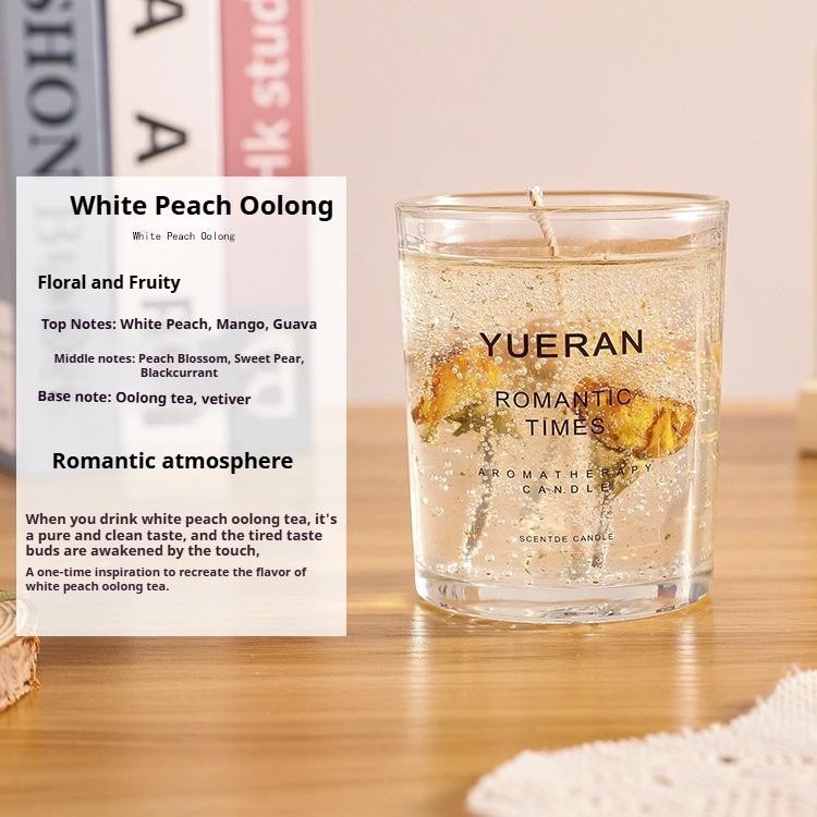 Real Flower Jelly Scented Candle Floral Candle Glass Bedroom Fragrance Ornament Gift