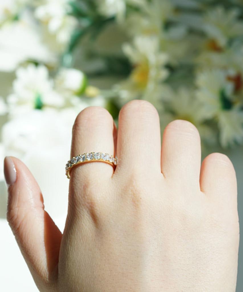 Alleun Silver 925 Layered Square Cubic Silver Ring