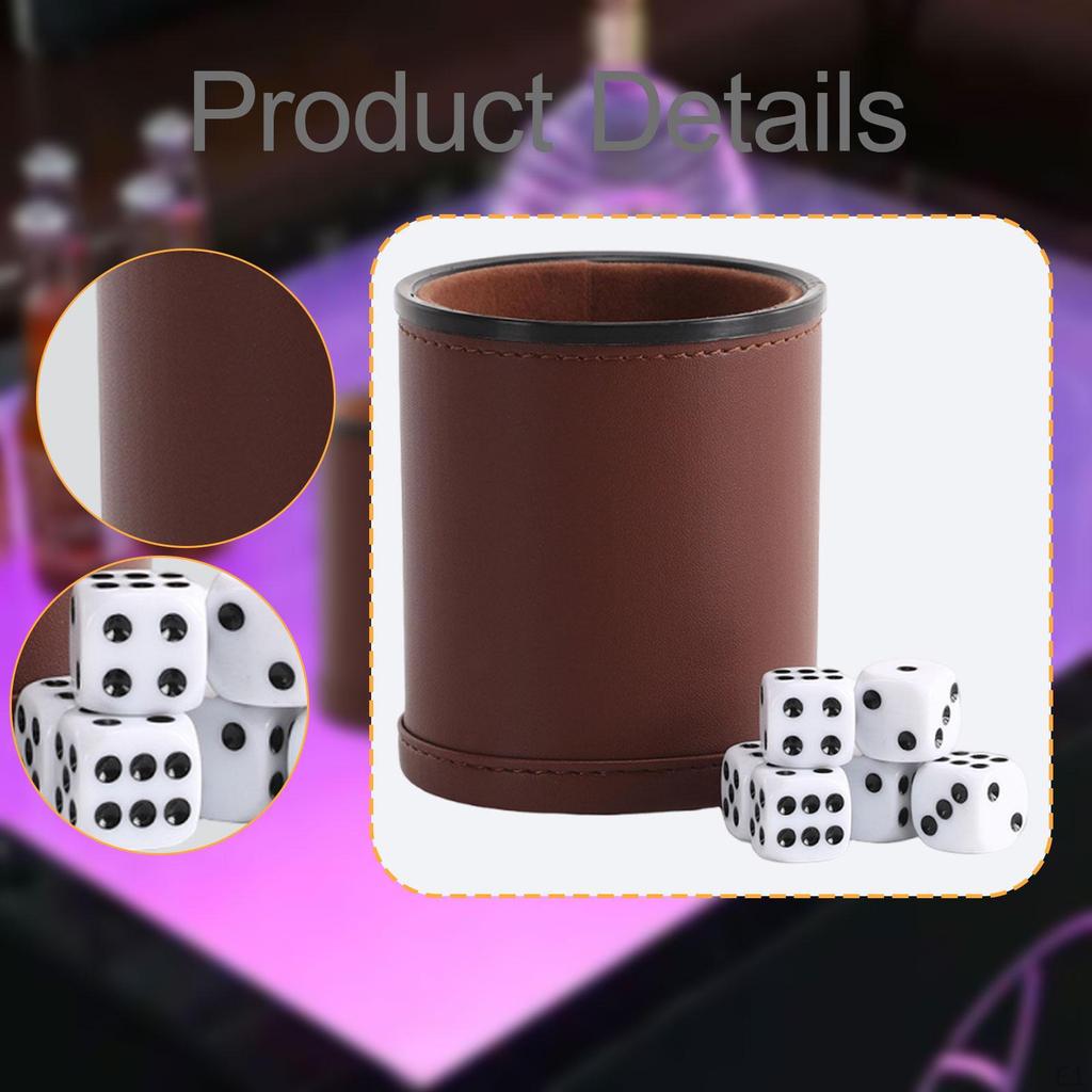 Dice Cup Shaker Cup,High Performance Multifunctional Red Brown PU Leather for Parties Family