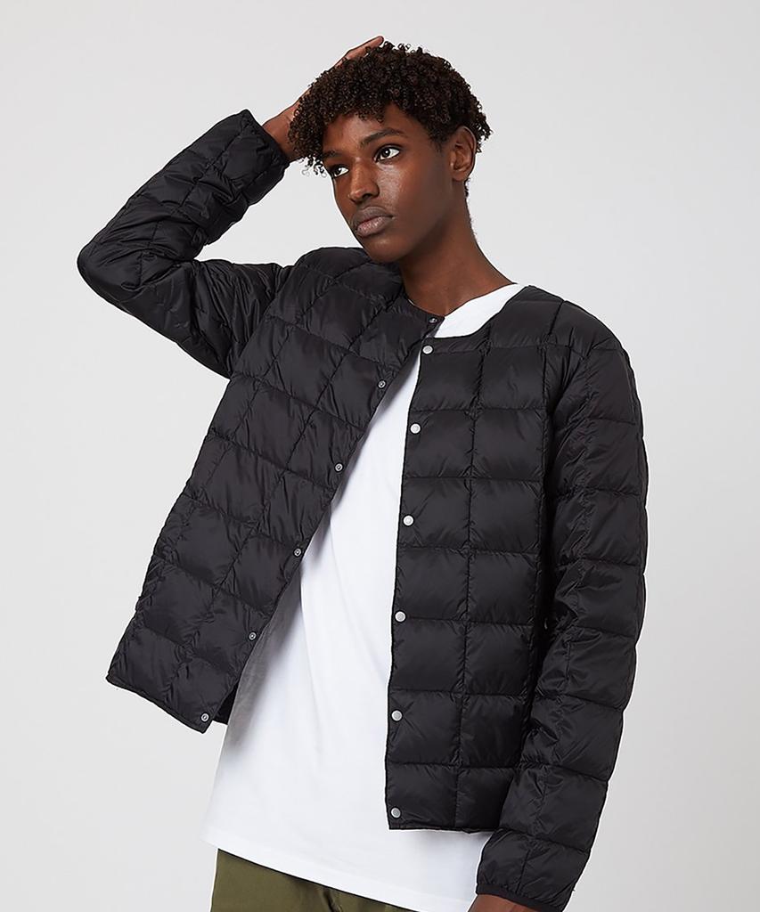 Taion Crew Neck Button-Down Lightweight Padded Jacket Black