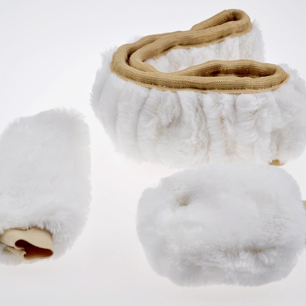 3 buc. Capac pentru volan de pluș super gros pentru mașină, schimbător de viteze, frână de mână, protector, guler cald, blană moale din piele de oaie iarnă