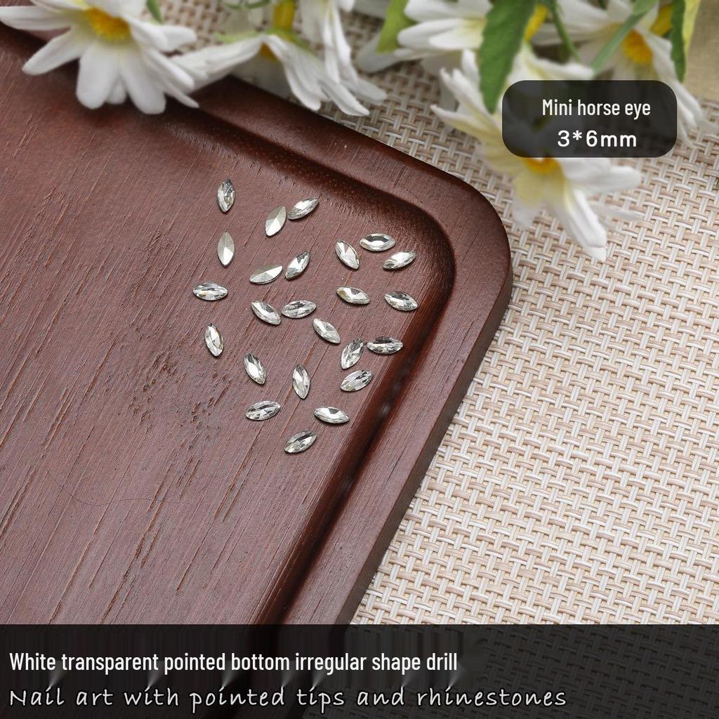 Nail Art Rhinestones: Transparent Pointed Hearts, Axe Heads, Square Rock Candy - Super Shiny Press-on Decorations