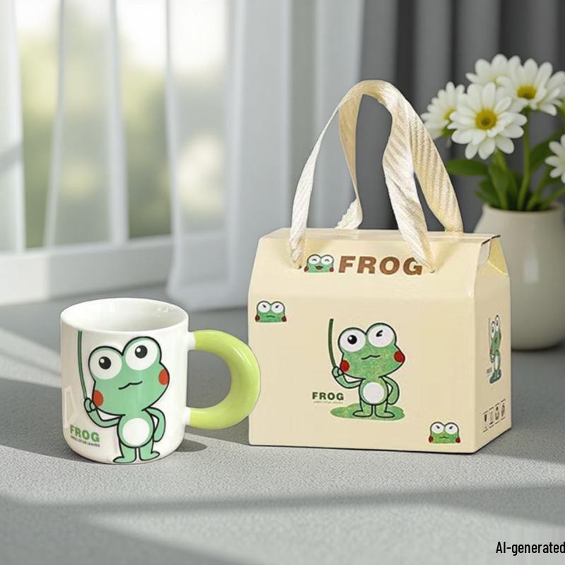Милый лягушонок Мультяшный Керамический Набор Чашек - Креативный Детский Сувенир Подарок