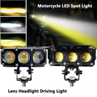 Motorcycle LED Spotlights Super Bright Headlights Three-eye Lens Fisheye Two-color Lights Retrofit Waterproof Shock-proof