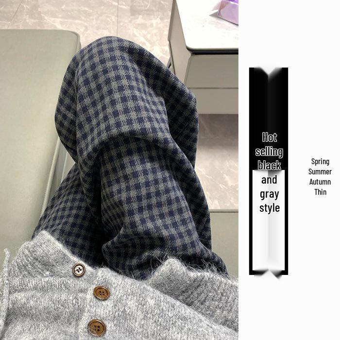 

Plus Size Wide-Leg Plaid Pants for Women, M-6XL, Spring/Autumn Casual Lazy Style 4XL серый/чёрный