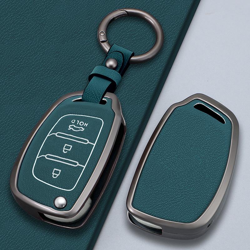 Zinc Alloy Leather Car Folding Key Cover Case Holder Keychain for Hyundai Avante I10 I20 I30 HB20 IX25 IX35/45 TUCSON Accessorie