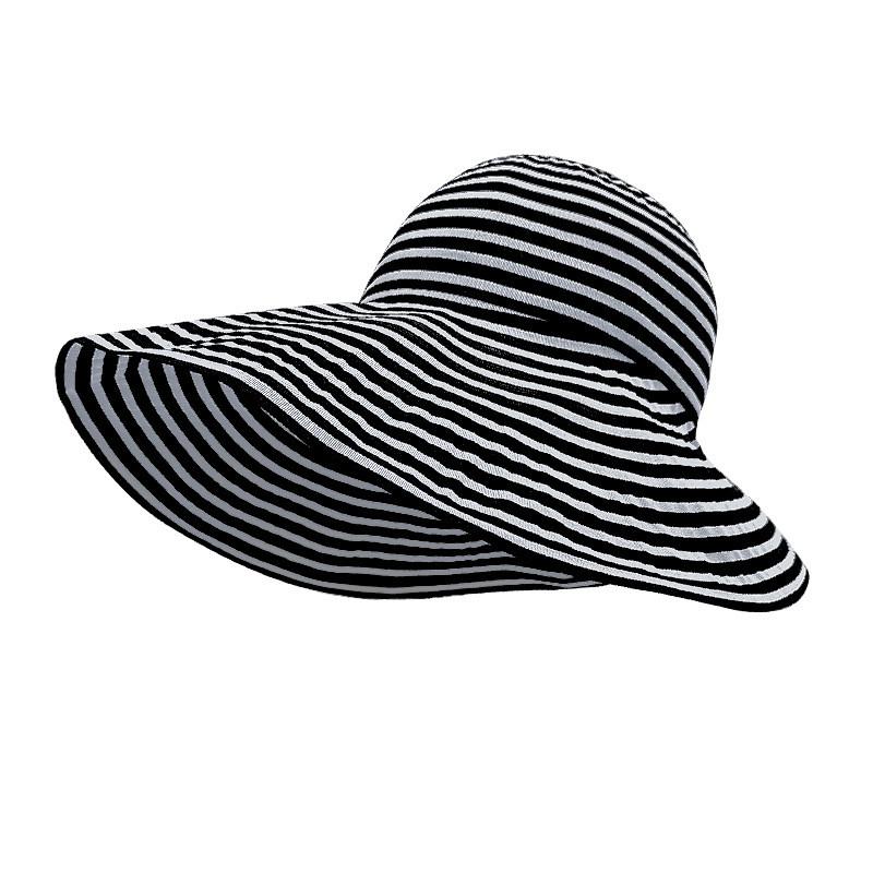 Foldable Sunshade Fisherman Hat With Wide Brim And Striped Pattern For Summer Outdoor Activities