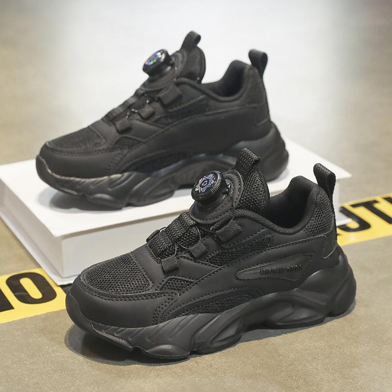 Boys' Casual Sports Shoes - Black Mesh Breathable, Stylish Comfortable Running Sneakers