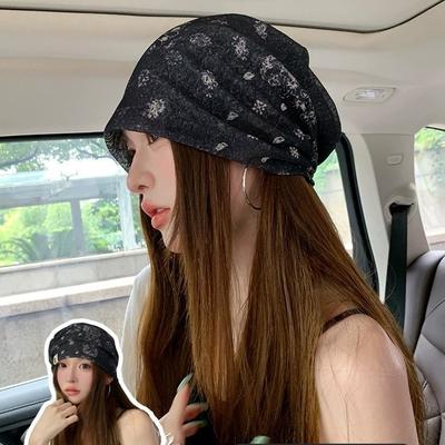 Vintage Tie-dye Thin Breathable Beanie for Women, Summer Design Headwrap Hat That Makes the Face Look Smaller, Pullover Cold Weather Hat