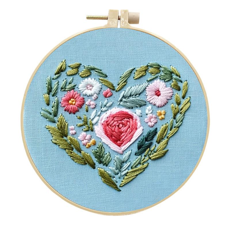 1pc Valentine's Day Blue Embroidery DIY Fabric Craft Set with Tools