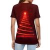 Women's T Shirt Christmas Print Button Short Sleeve Daily Weekend Fashion Basic V- Neck Regular Top