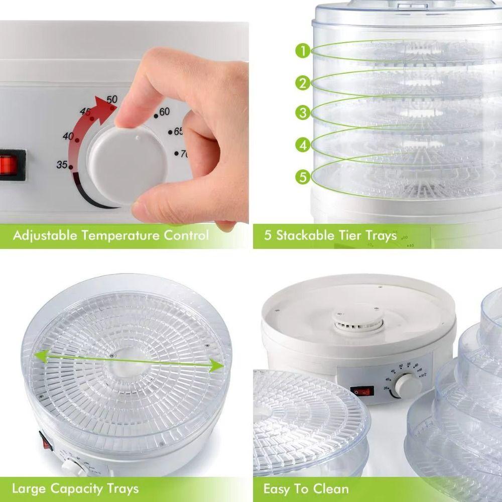 Stackable Trays Food Dehydrator Machine 5 Trays Electric Dehydrating Machine  Vegetables