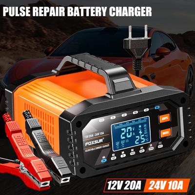 Large Screen Digital Display 12V 24V 20A 10A Car Accessories Smart Battey Charger Car Motorcycle Battery Charger 7-stage Chargers Handheld