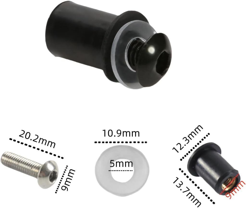 10 buc Șuruburi de ecran Wellnut Șuruburi de parbriz cu cheie hexagonală pentru carenaj ecran carenaj/ecran de fixare (Argint)