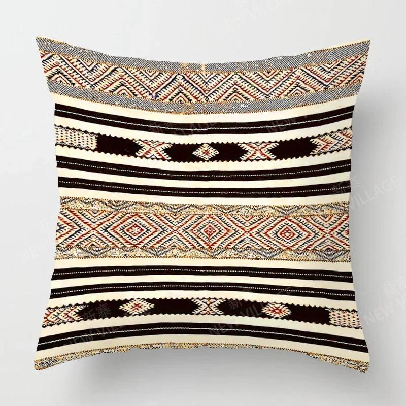 Home Decor Colorful Ethnic Pattern Digital Print Pillow Covers Pattern Cushion Cover Suitable for Sofa Bedroom Car Pillow Cover