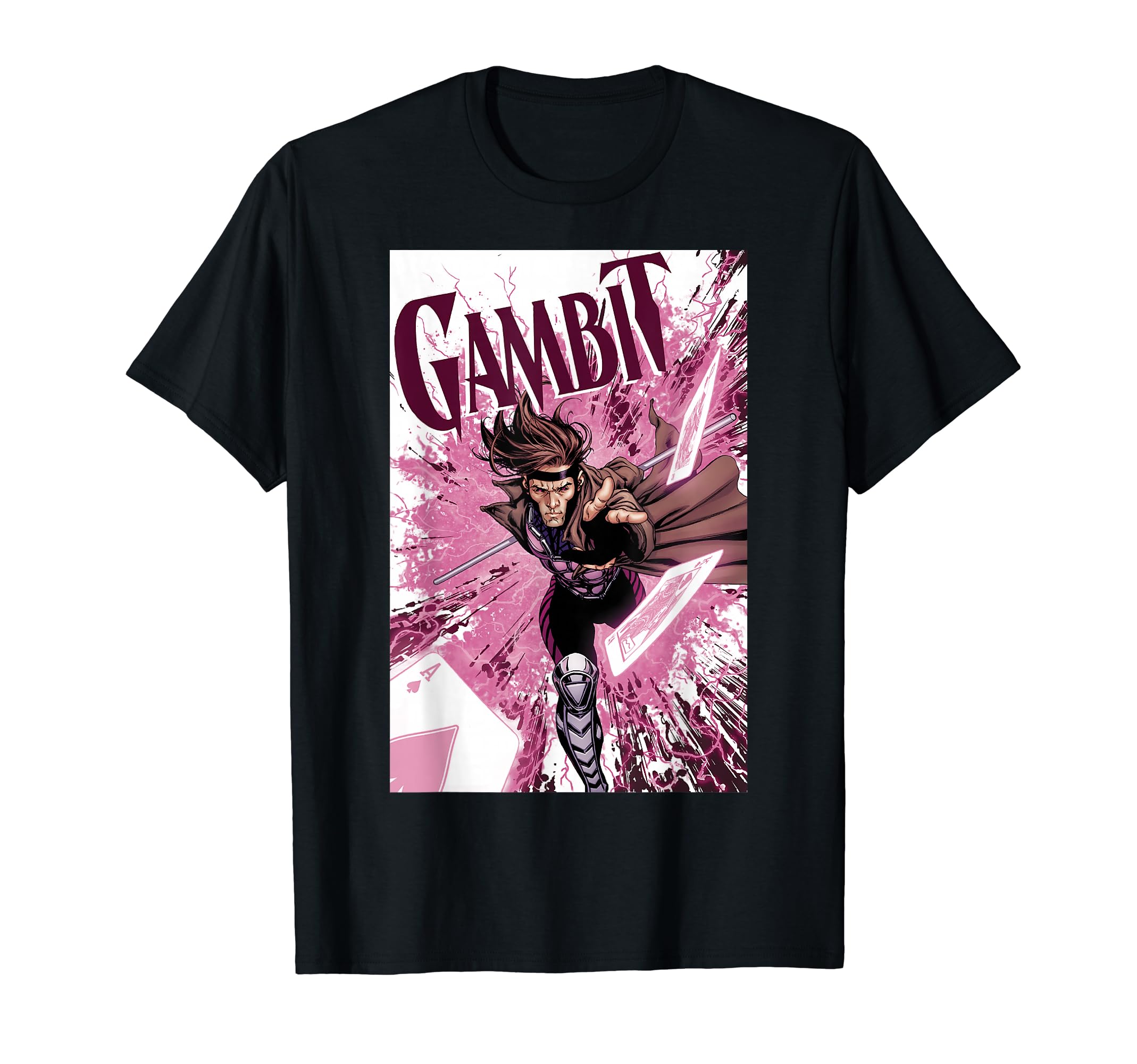 

Marvel X-Men Gambit Pink Cards Explosion Graphic T-Shirt