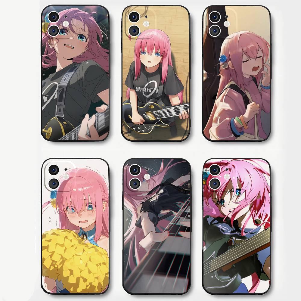Gotou Hitori Anime B-Bocchi The Rock Phone Case For IPhone 17 Air 16 15 14 13 Pro Max 11 12 Black Silicone Cover