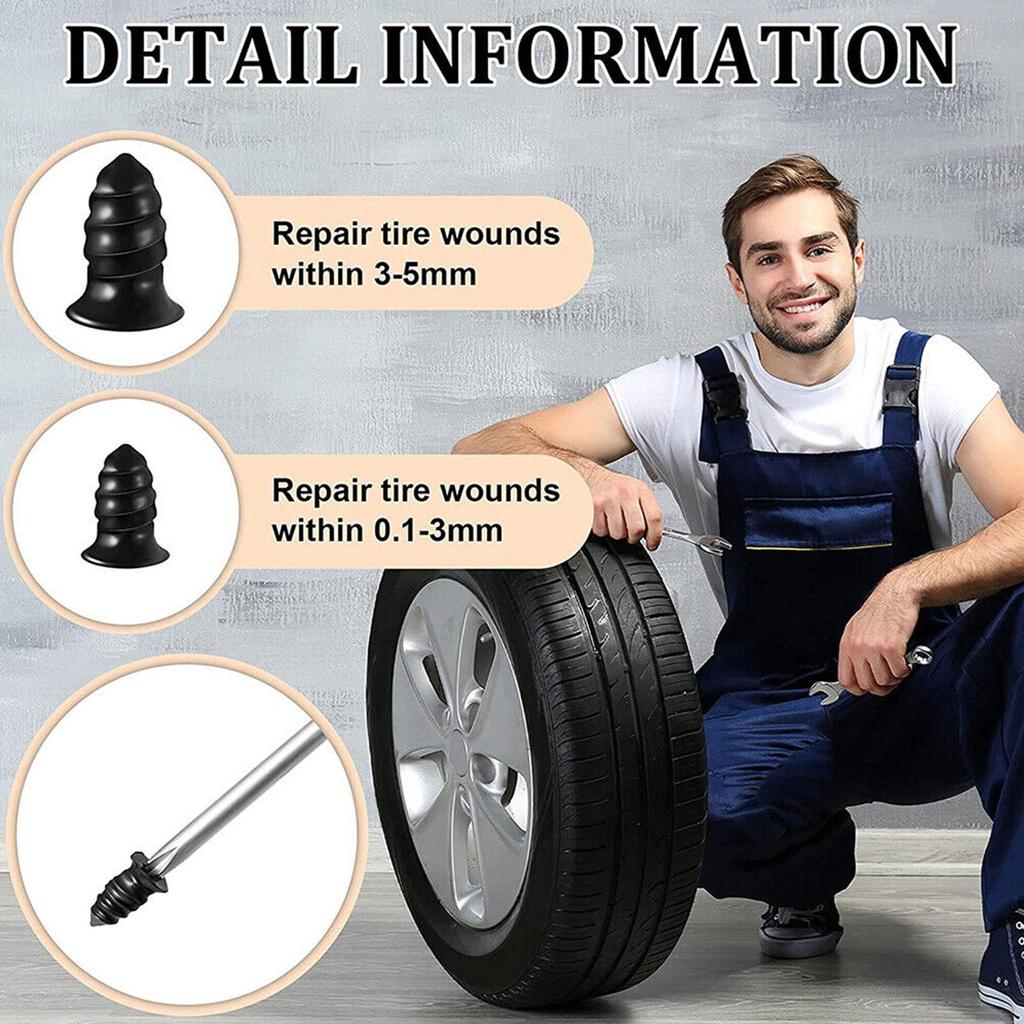 64Pcs Car Vacuum Tire Repair Kit Set Vacuum Tyre Repair Rubber Nails Tool Tubeless Tyre Puncture Rubber Screw Patches Tool
