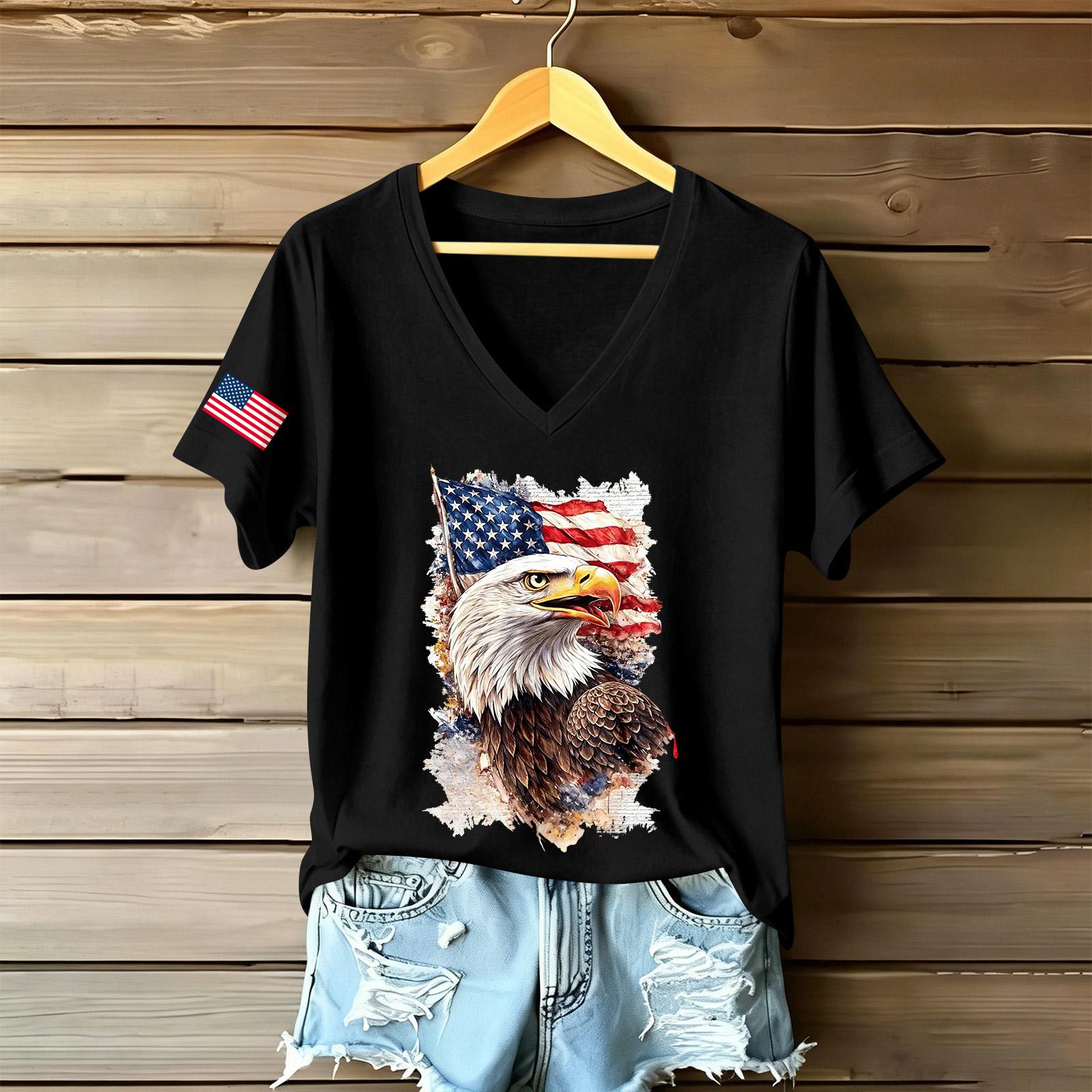 Womens Casual V Neck Short Sleeve T Shirt Letter Print Top Lightweight Soft Fabric Relaxed Fit Summer Tee L чёрный