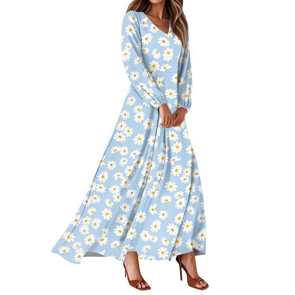 Women's Summer Dresses Casual Long Sleeve Maxi Dresses Cute Floral Maxi Dresses Wedding Guest Dresses Flowing Dresses