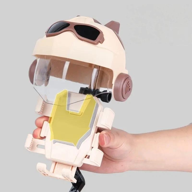 1 Set 360 Degree Rotatable Reinforced Waterproof Helmet Shaped Mobile Phone Bracket Upgraded Motorcycle Phone Holder