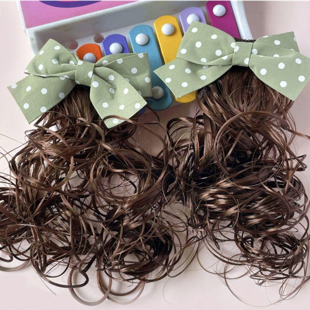 2PCS New Baby Wig Hairpin Cute Children Sweet Girls Bowknot Hairclip Princess Curly JK Bow Hair Accessories