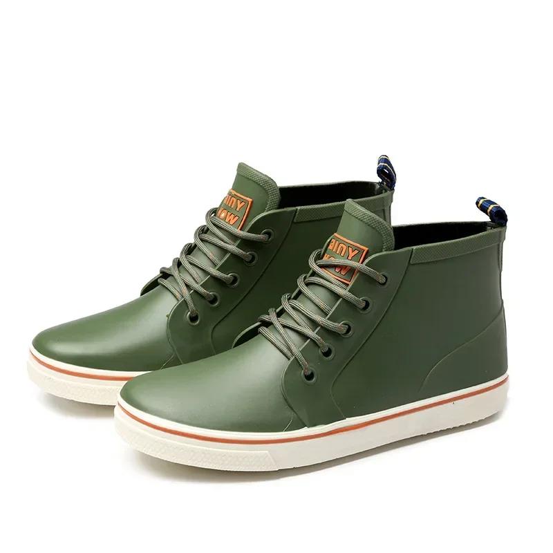 Fashion Mens Rain Boots Platform Waterproof Work Water Men Boots Man Fashion Outdoor Ankle Rain Boots Shoes for Men