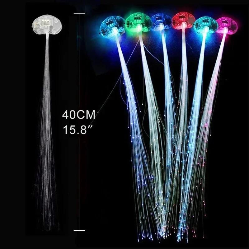 2er Pack LED Glasfaser Leuchten Mehrfarbig Haarspangen LED Haarleuchten Weihnachtsdekoration Neon Party