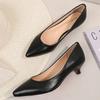 Fashion 2024Women Pumps  OL Style Leather Solid Shoes Low Thin Heels Single Shoes 3.5cmHeels Ladies Office Work Dress Wedges Heels Women