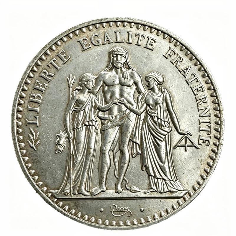 1875 Ercole Francese Placcato Argento Display Moneta Commemorativa Replica Collezione Regalo per Appassionati di Storia Collezionisti