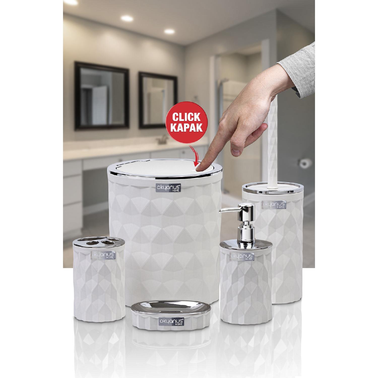 

Хромированная крышка с бриллиантовым белым покрытием, набор из 5 предметов для ванной комнаты