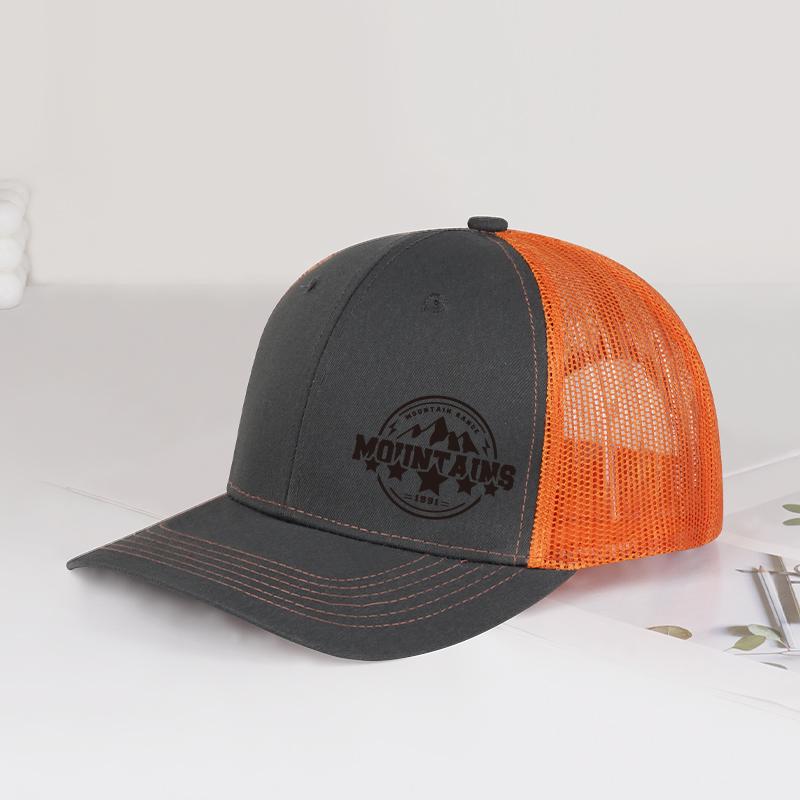 MOUNTAINS Logo Printed Trucker Cap Soft Comfortable Adjustable Retro Outdoor Style Rugged Fashion Trend Unisex Perfect for Hi