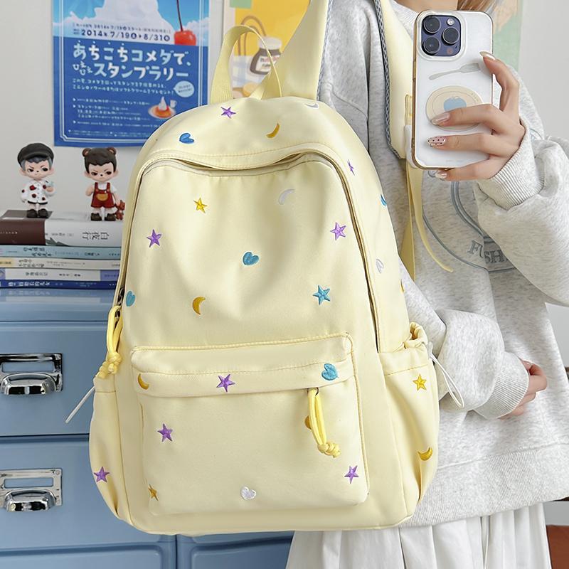 Large Capacity Student Schoolbag Women's Embroidered Computer Backpack Lightweight Backpack
