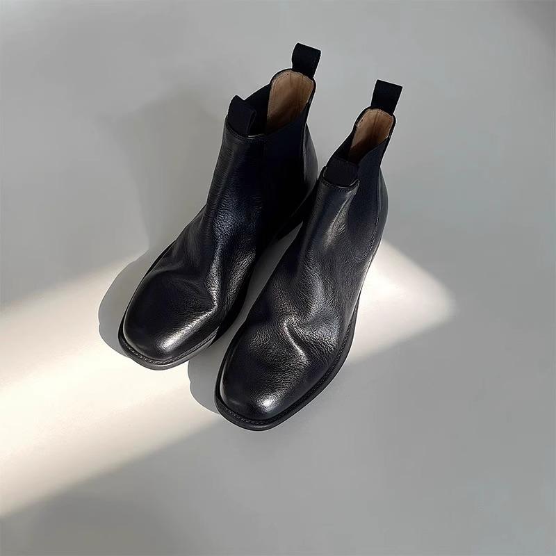 

Челси из коровьей кожи - Коричневая натуральная кожа, Винтажная потертость, Морщинистая щиколотка, Ботинки Мартин в британском стиле 2024 года. 39