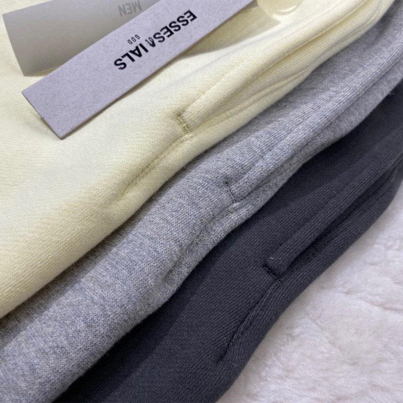 Essentials Mid-Waist Leather Label Fleece Casual Shorts