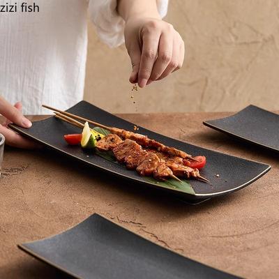Piatto da Sushi in Ceramica Dipinto a Mano Vintage Piatto da Dessert Piatto per Dim Sum Piatto per Pesce Ristorante Specialità di Cucina Molecolare Stoviglie