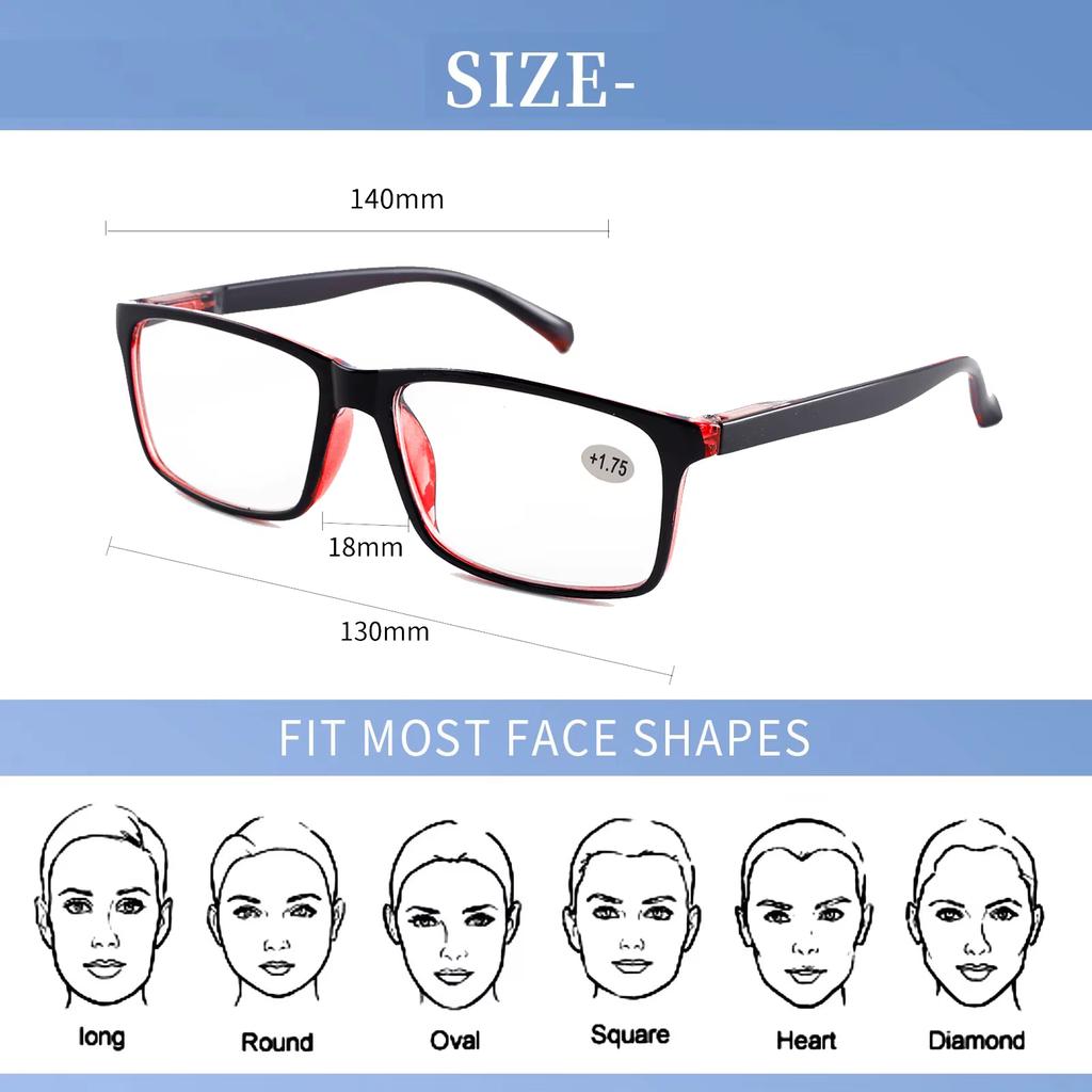 Reading Glasses Men Women Sports Anti-blue Light Reading Eyewear Black Red Presbyopia Eyeglasses +100 to+400 glasses