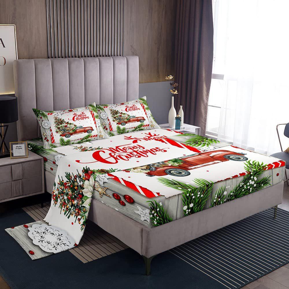 Weihnachtsmotiv Matratze Vier-teiliges Bettwäscheset Schlafzimmer Wohnheim Bettwäsche Dekoration