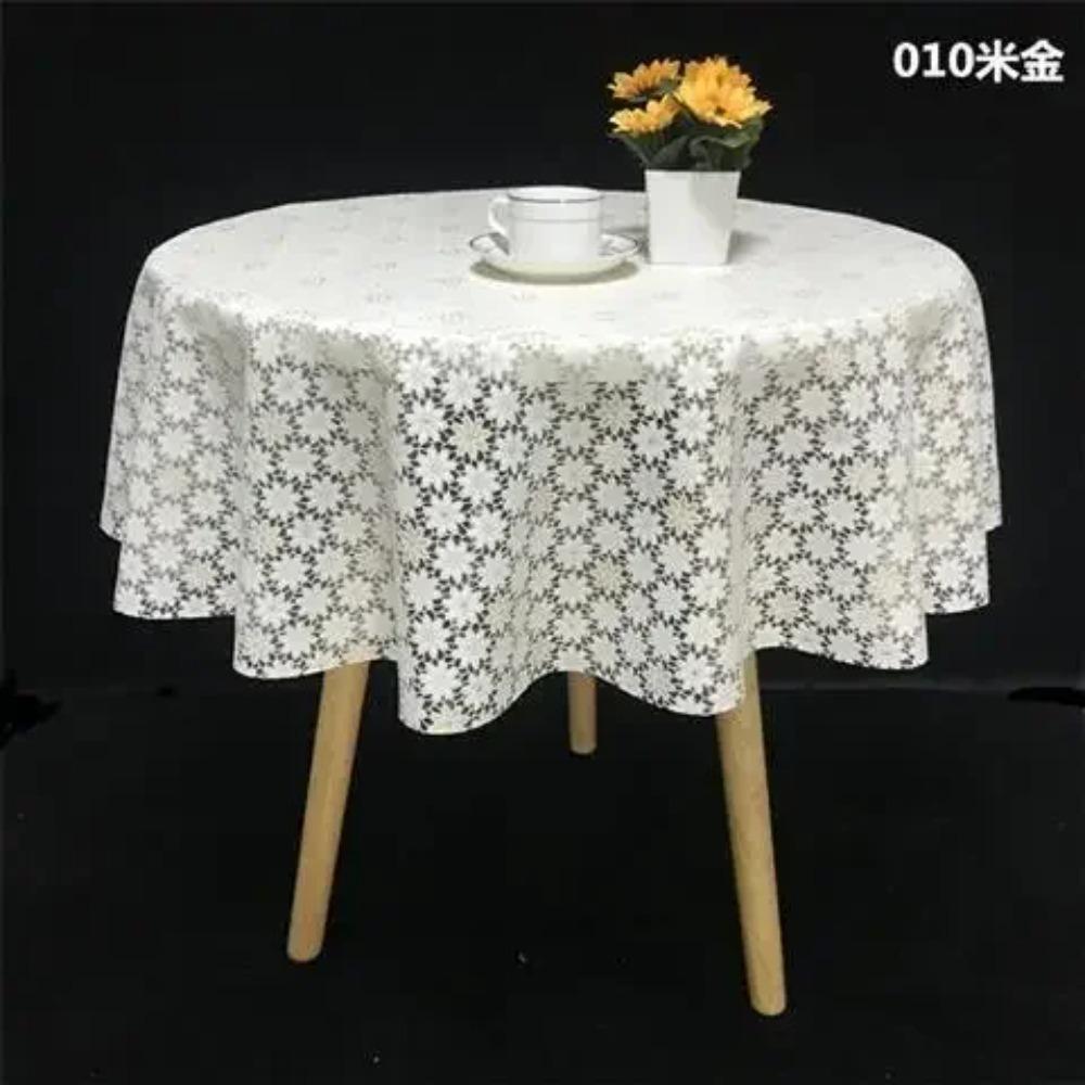 Pvc Desk Mat Printed Dustproof Table Cover Round Lace Table Waterproof Oil Resistant Scald Resistant Round Tablecloth