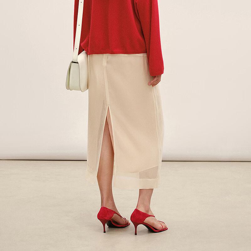 Less LESSLESS 2026 Spring Mulberry Silk Straight Long Skirt
